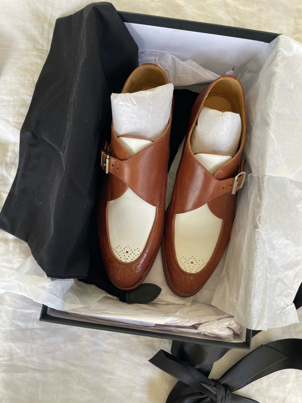 The Office of Angela Scott Mr. Georgie Two-Tone Leather Monk-Strap Loafer 41 NWT